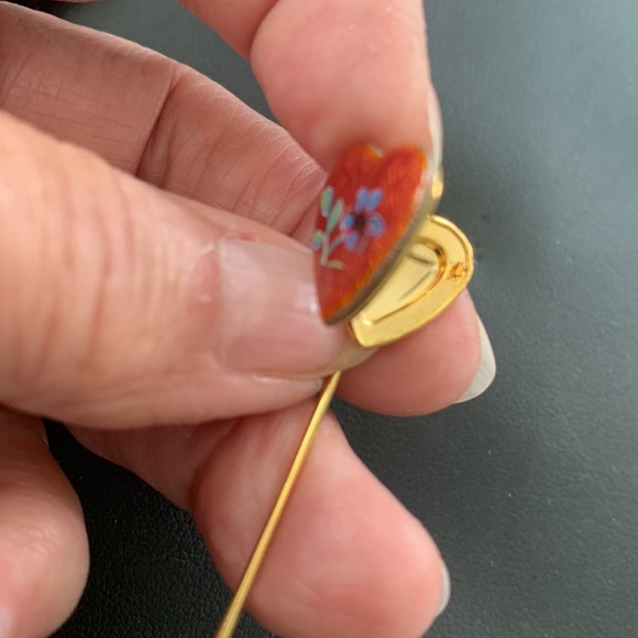Vintage Floral Heart Locket Stick Pin - Picture 6 of 9